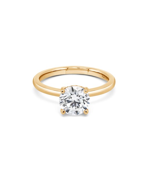 1.50CT Lab Grown Round Brilliant Cut Hidden Halo Engagement Ring: Yellow Gold Vous souhaitez 