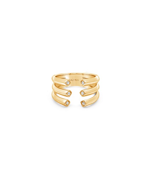 Gold Plated Multirow Open Ring Pour