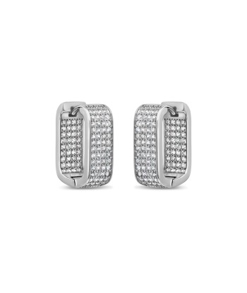 Casablanca Sterling Silver Square Hoop CZ Earrings du meilleur 