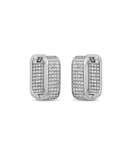 Casablanca Sterling Silver Square Hoop CZ Earrings du meilleur 