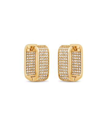 Yellow Gold Plated Square Hoop CZ Earrings rembourrage situé sous