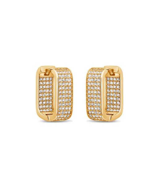 Yellow Gold Plated Square Hoop CZ Earrings rembourrage situé sous