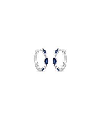 White Gold Diamond & Sapphire Earrings pas cher