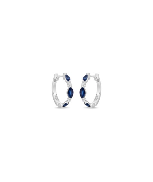 White Gold Diamond & Sapphire Earrings pas cher