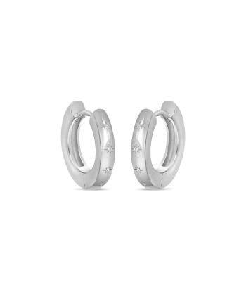 Casablanca Sterling Silver CZ Huggie Hoop Earrings de pas cher