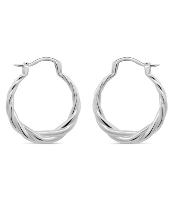 Casablanca Silver Twisted Hoop Earrings pas cher