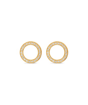 Casablanca Gold Plated CZ Circle Stud Earrings Paris Déstockage Promo