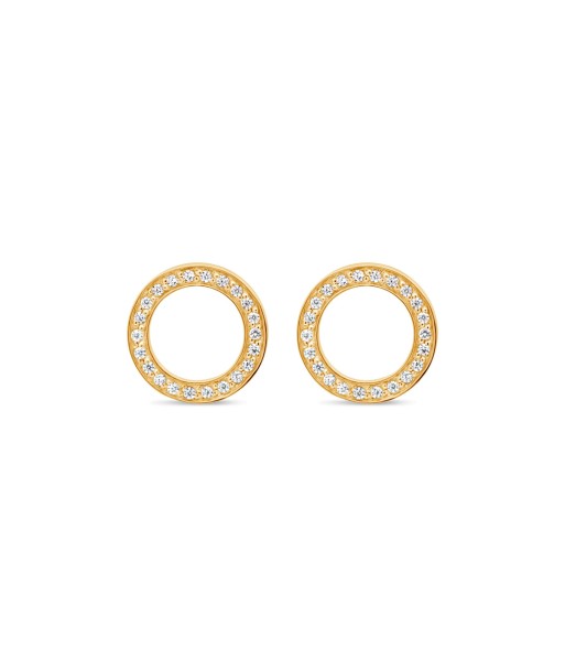 Casablanca Gold Plated CZ Circle Stud Earrings Paris Déstockage Promo