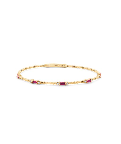 14kt Yellow Gold Diamond & Ruby Bangle s'inspire de l'anatomie humaine