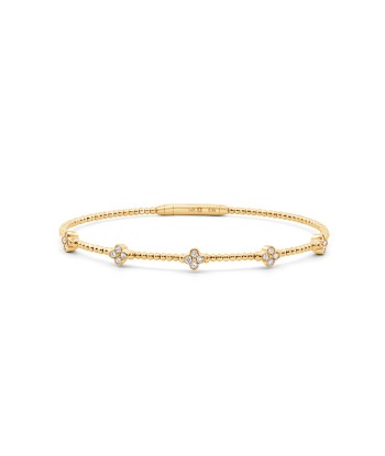 14kt Yellow Gold Diamond Flower Bangle hantent personnes