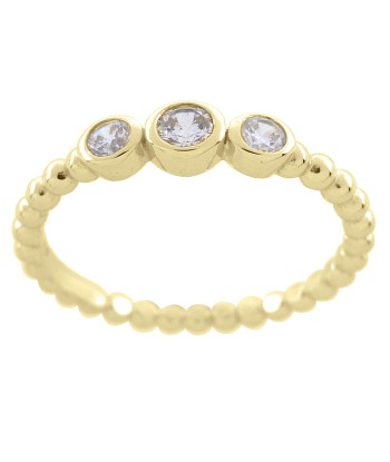 Casablanca Yellow Gold Plated Triple CZ Ring destockage