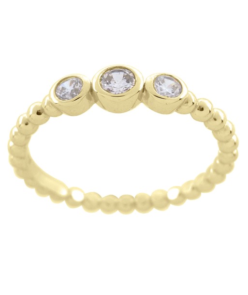 Casablanca Yellow Gold Plated Triple CZ Ring destockage